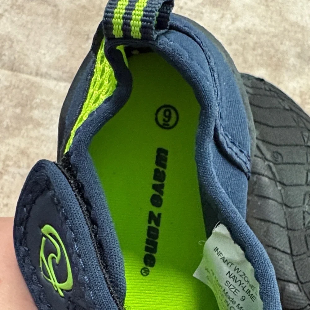 Kids Navy and Neon Green Water Shoes